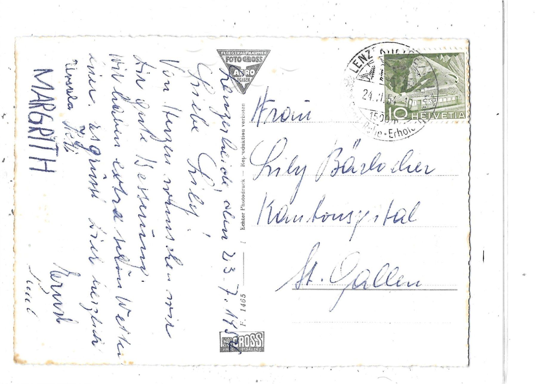 Cartoline postali: GR Lenzerheide 1954 Flugaufnahme – Usato da Schocherswil venduto da Wilare 1