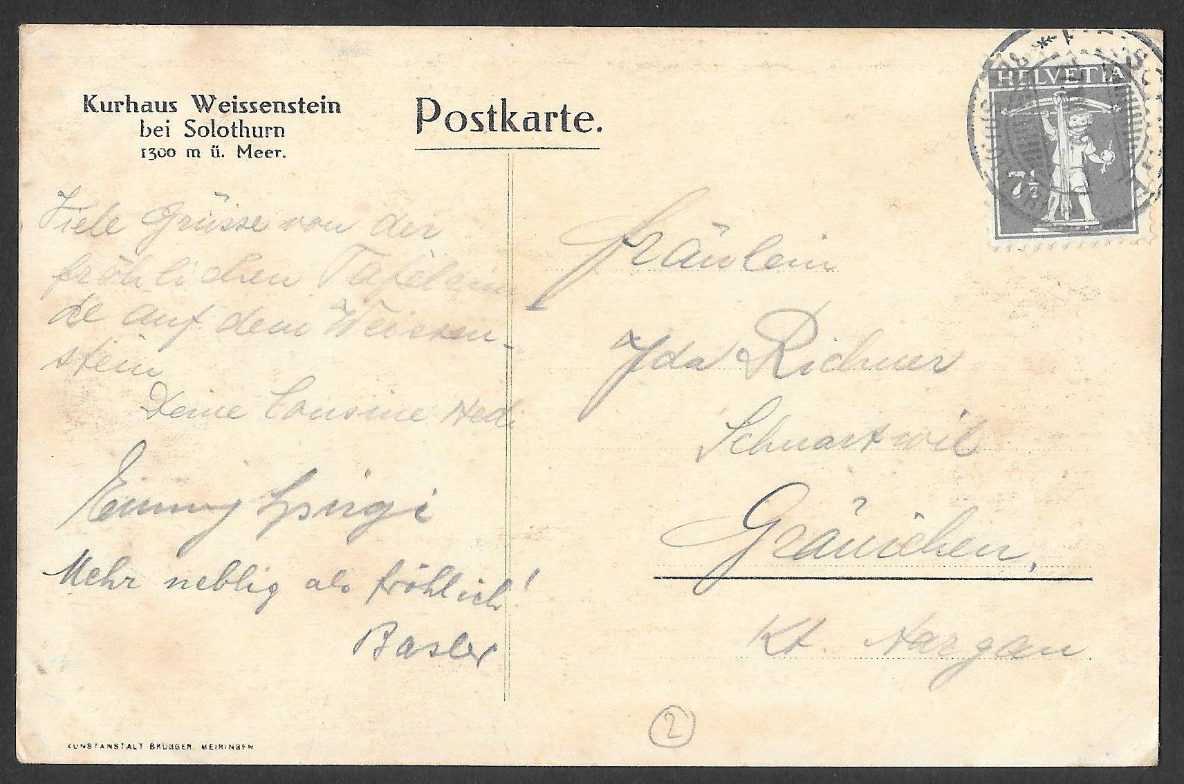 Cartoline postali: Solothurn Weissenstein Weiden beim Kurhaus – Usato da Olten venduto da clotaldi 1