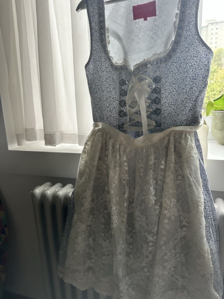 Krüger Vestiti: Dirndl Krüger blau weiss mit Spitze  – Usato da Chur venduto da FloKo00