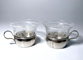 TEEGLAS-SET*TEEGLÄSER VINTAGE UNTERSETZER HALTERUNG*SIGNIERT