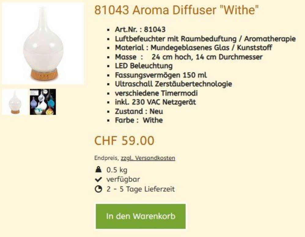 Duftöldiffusoren: Ultraschall Aromadiffuser, Luftbefeuchter - Glas, weiss – Gebraucht aus Sax von _Kornblume_ 2