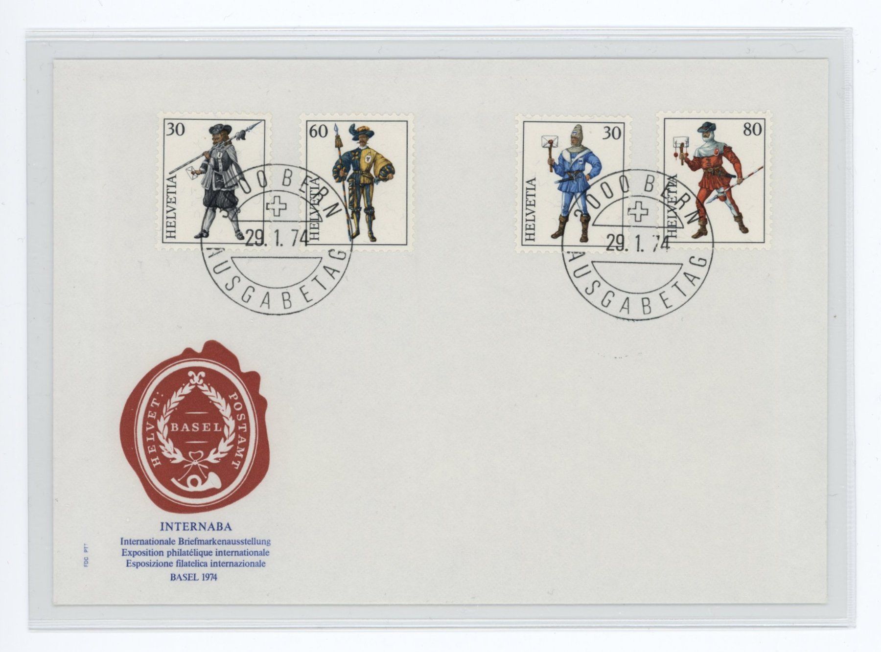 Tutti i francobolli: NABA BASEL 1974, Blockausschnitte auf FDC – Usato da Utzigen venduto da sprint.007