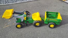 John Deere Kindetraktor mit Schaufel und Anhänger
