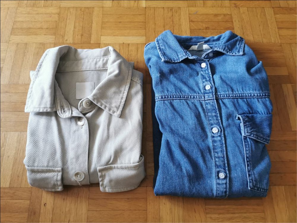 Ärmellose Blusenjacke und lange Jeansbluse M (Gebraucht) in