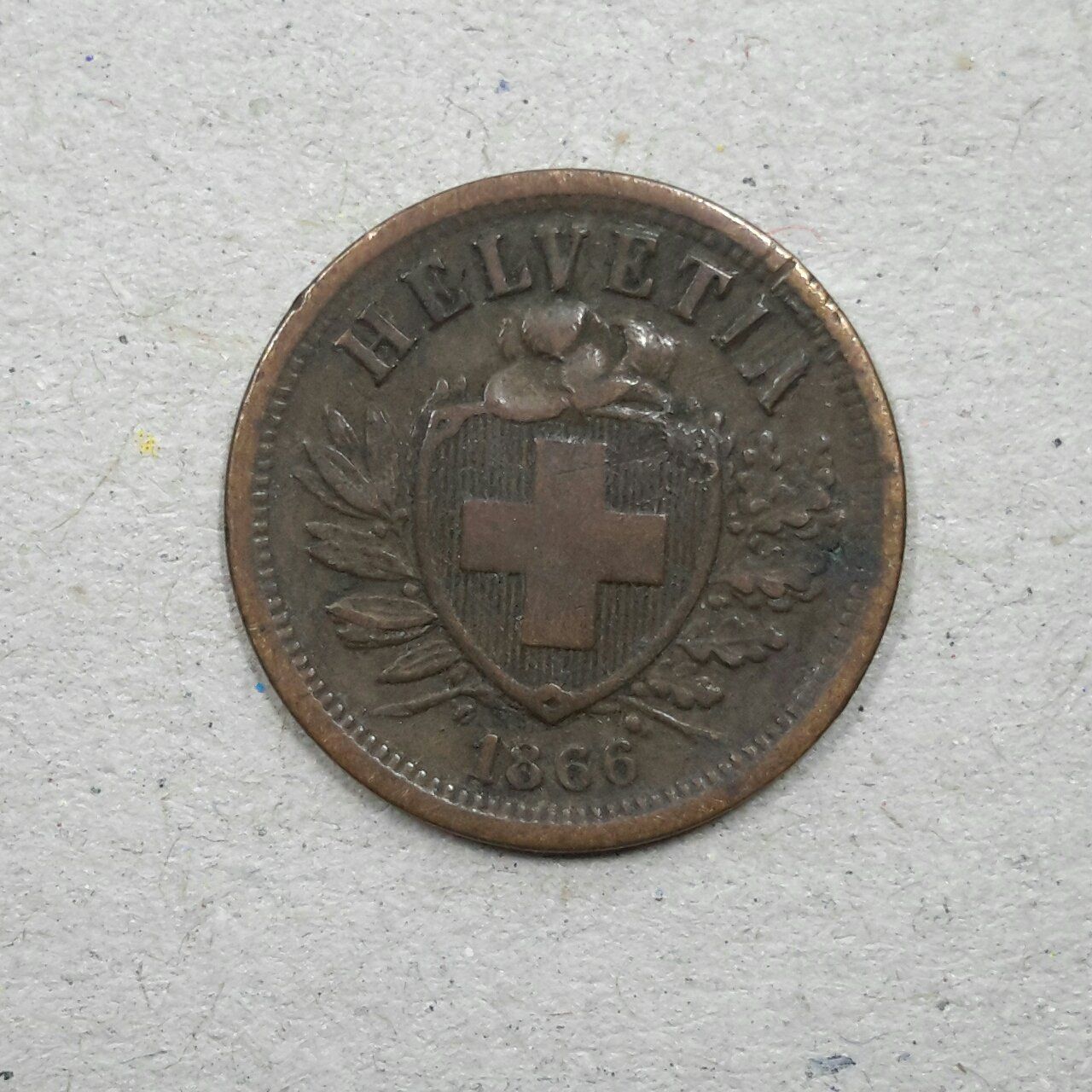 Tutti le monete: 2 Rappen , 1866 , Bronze . – Usato da Burgdorf venduto da Olli.34
