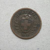 2 Rappen , 1866 , Bronze .