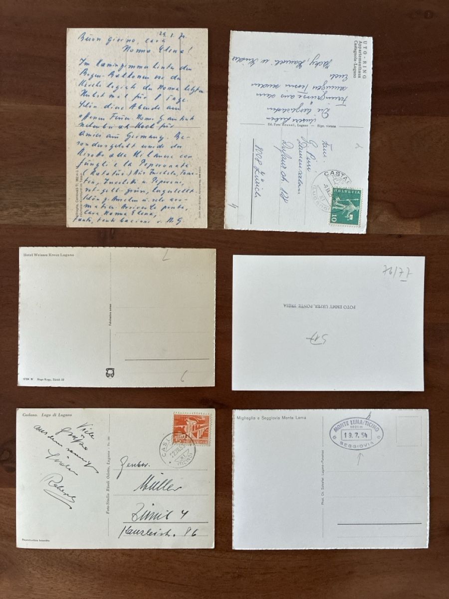 Cartoline postali: 12 Ansichtskarten Schweiz diverse vom Kanton Tessin  – Usato da Oftringen venduto da Cla.vD.74 4