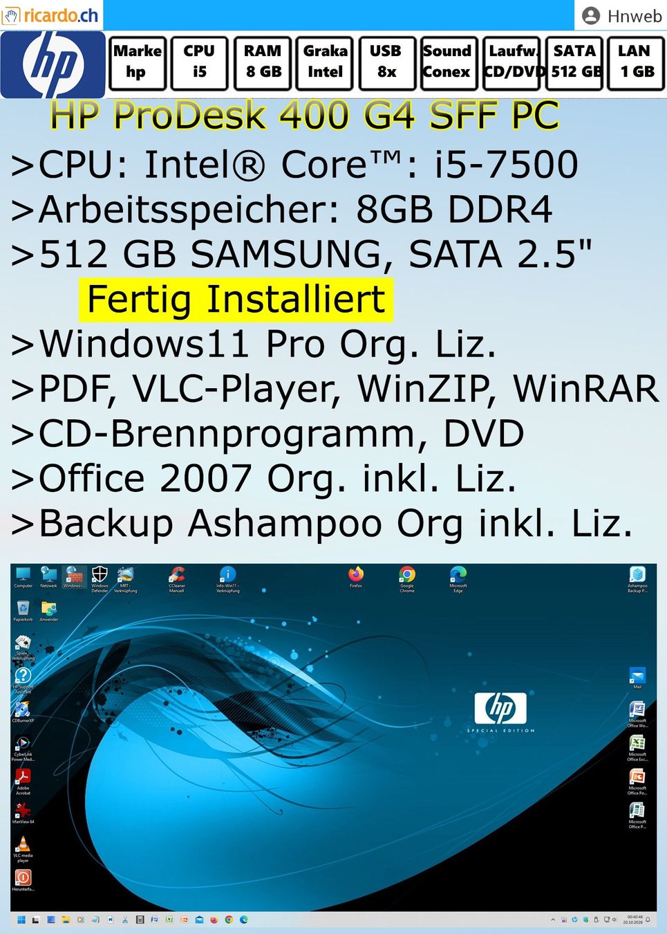 Hewlett Packard PC: PC HP ProDesk 400 G4 SFF – Usato da Kaisten venduto da Hnweb 5