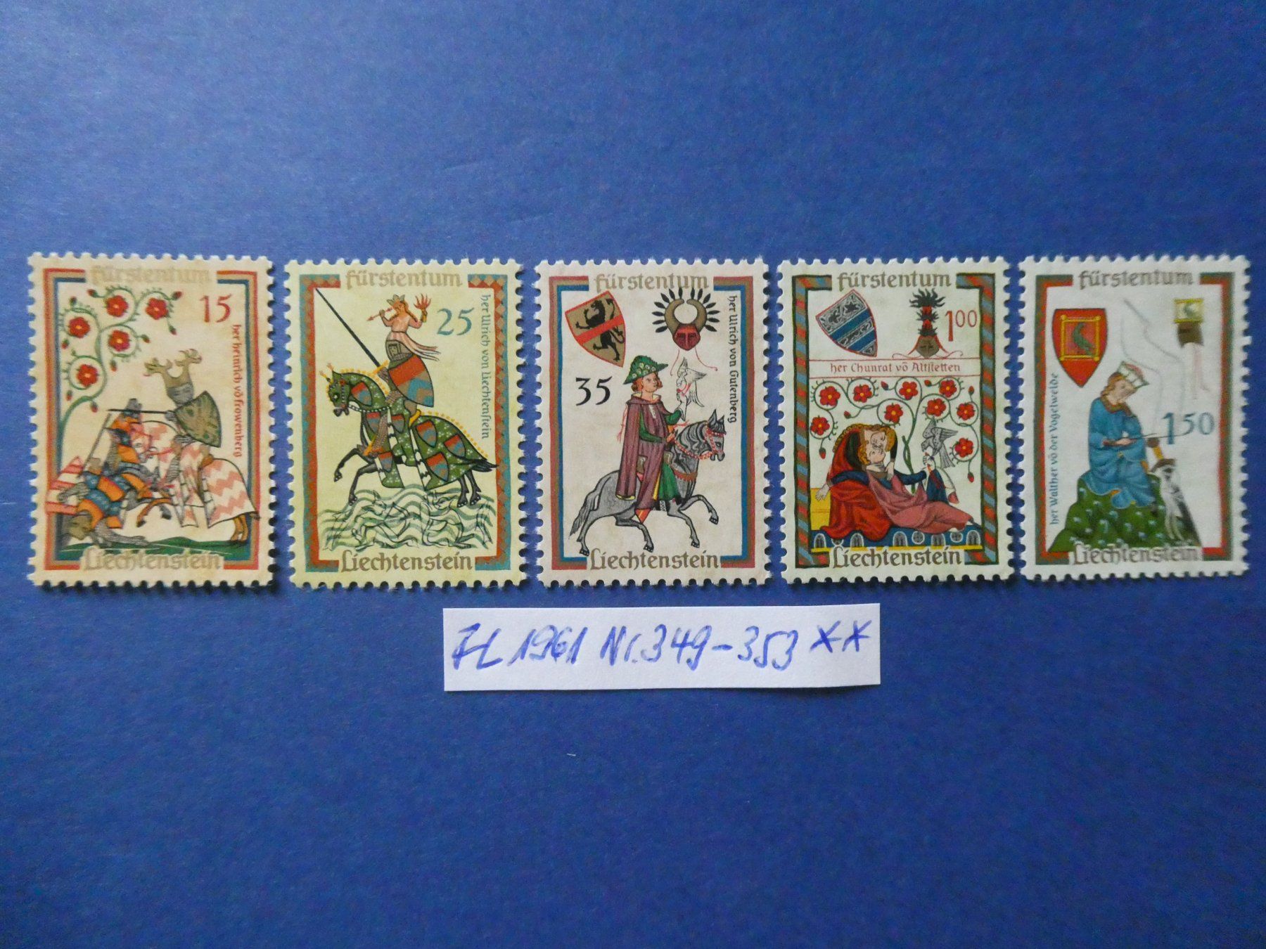 Tutti i francobolli: FL 1961 Nr. 349-353 postfrisch ** – Usato da Lausen venduto da Herbamare01