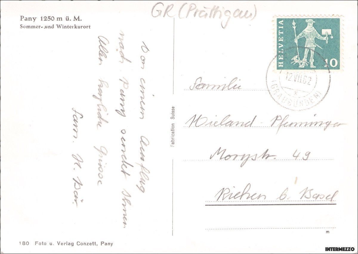 Ansichtskarten: Pany GR // Dorf 1962 – Gebraucht aus Basel von intermezzo12 1