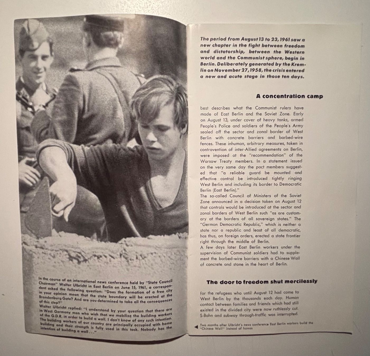 Dokumente: Brochure It began August 13th... 1961 – Gebraucht aus Neuchâtel von gefdeneuch 2