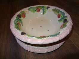 Bol à fruits avec sous-plat décoration baies comme neuf