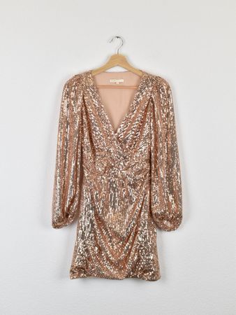 Maje Minikleid, Gr.34, Pailletten, metallic-rosa