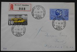 PJ Nr.84  FDC 1.12.1937 R- Brief Basel