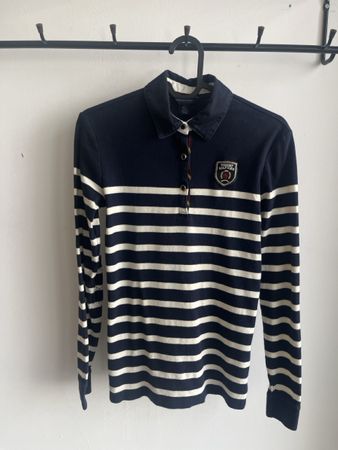 Tommy Hilfiger Damen Langarm-Polo – Navy/Weiss – Grösse XS