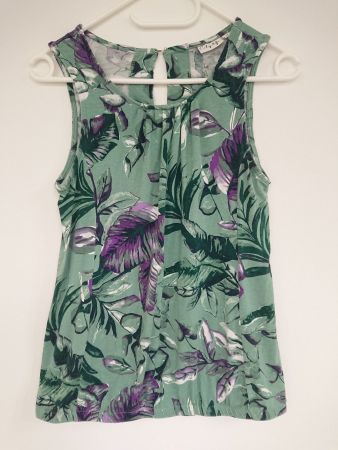 Damen Top Gr. S Tropical Olive Schwarz Weiss Violette