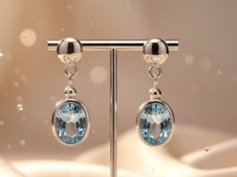 Silber 925 Aquamarin Ohrringe (rhodiniert) - NEU