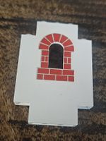 lego 4444p01 White Panel 2 x 5 x 6 Wall with Window with Red
