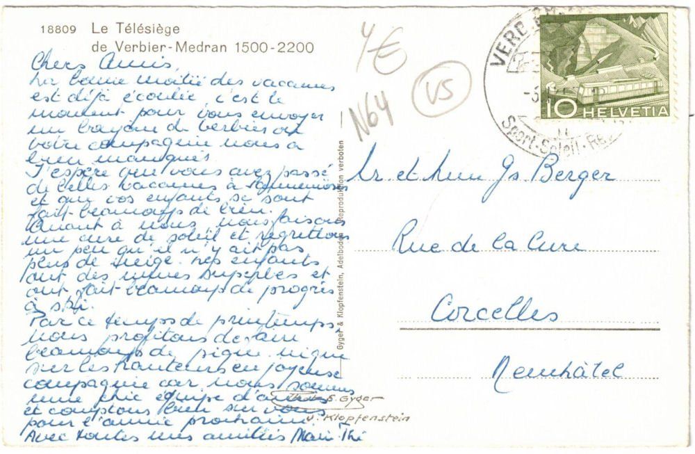 Cartoline postali: Verbier - Sessellift Médran – Usato da Binningen venduto da Mountainrider 1