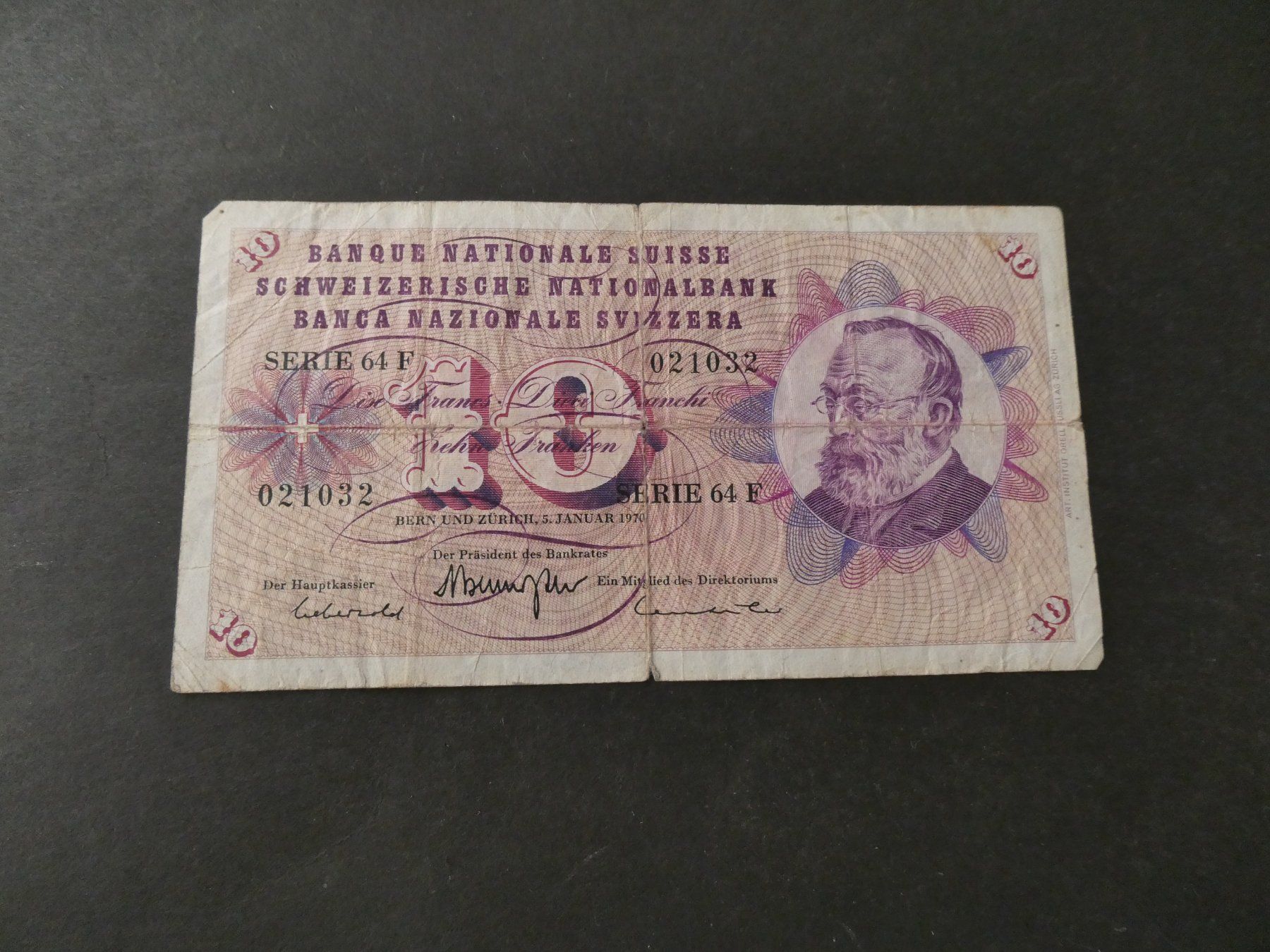 Banconote: Schweiz 1970, 10 Franken – Usato da Hinterforst venduto da Rohusri