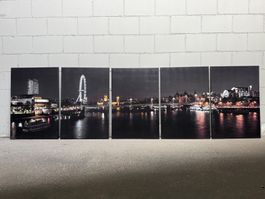 5-teiliges Wandbild London bei Nacht (Panorama)