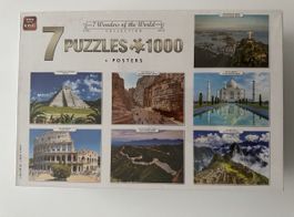 7 Weltwunder Puzzles 1000 Teile + Poster