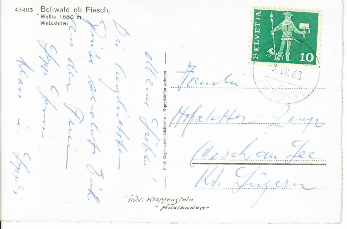 Cartoline postali: Bellwald ob Fiesch – Usato da Hochdorf venduto da Ziegel-16 1