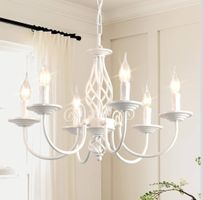 Kronleuchter Landhausstil Weiss,6 Lichter höhenverstellbar
