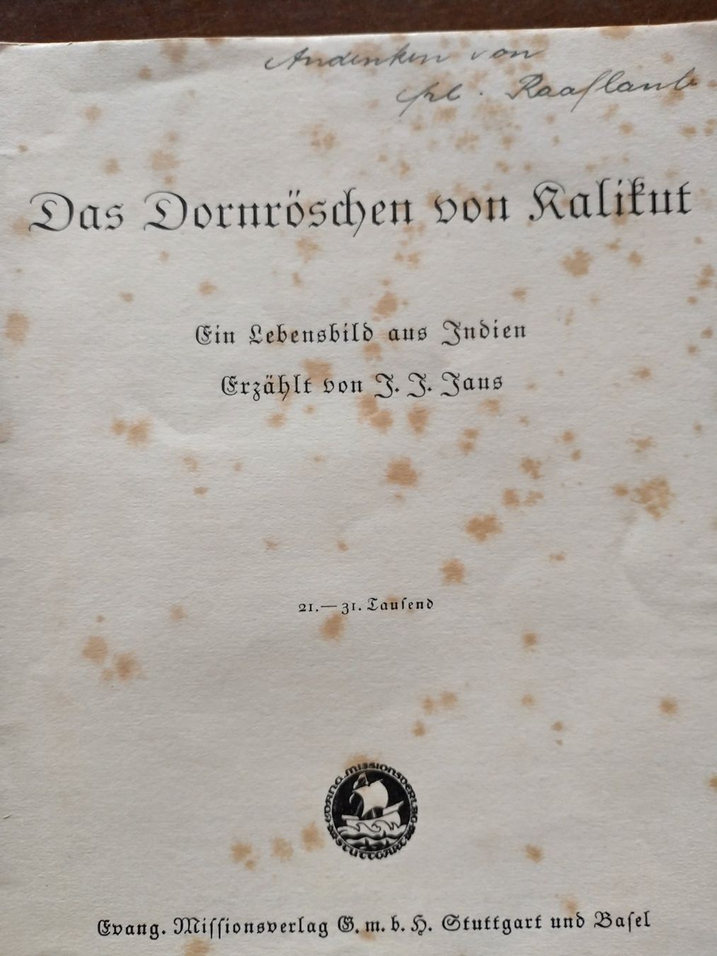 Libri: "Das Dornröschen von Kalikut" – Usato da Wildhaus venduto da Hukwildhaus 2