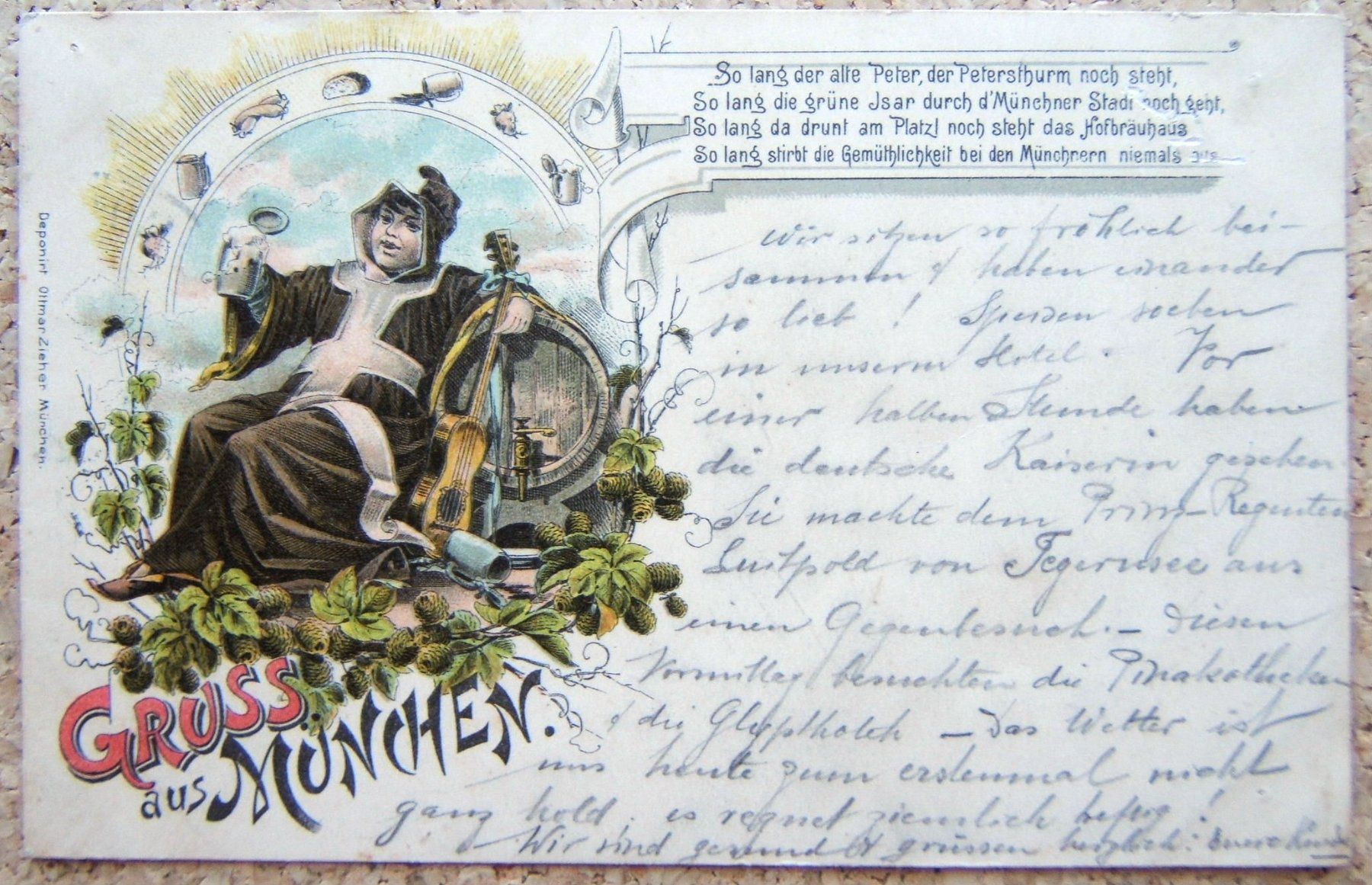 Cartoline postali: LITHO GRUSS AUS MÜNCHEN 1897 – Usato da Brunnen venduto da Nonne04