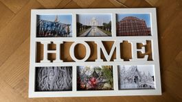 Cadre photos "HOME" blanc, souvenir de voyage, état neuf!