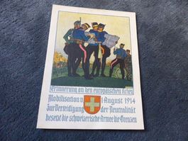Otto Plattner,Litho,Offiziere,Velo,Mobilisation,Grenze,1914