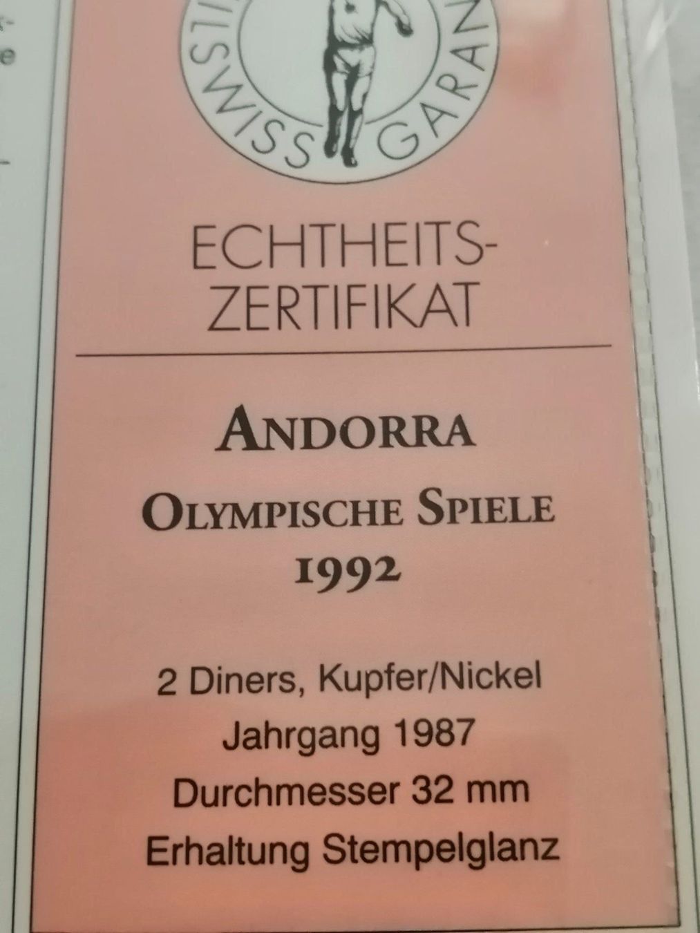 Tutti le monete: 2 Diners Andorra 1987, Olympische Spiele – Usato da Nunningen venduto da mochflo