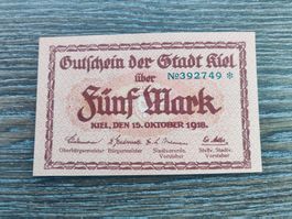 Deutschland Notgeld, Kiel 5 Mark 1918 !!!!!
