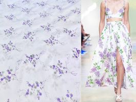 Bestickte Baumwolle mit Elastan1.5x1.45m Fiori lilac