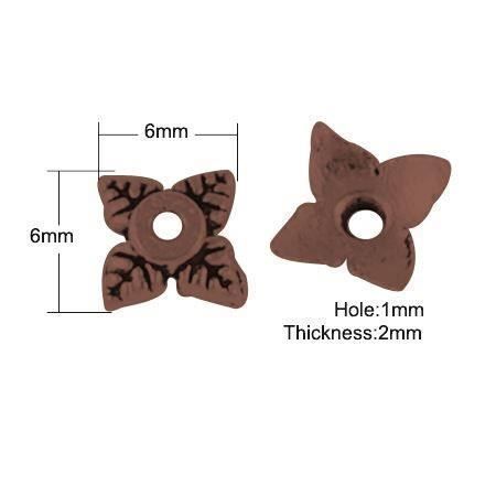 Perles (synthétiques): 20 Perlkappen leaf  kupfer 6x6x2mm – Neuf (Voir description) à Alpnachstad par perlengaby