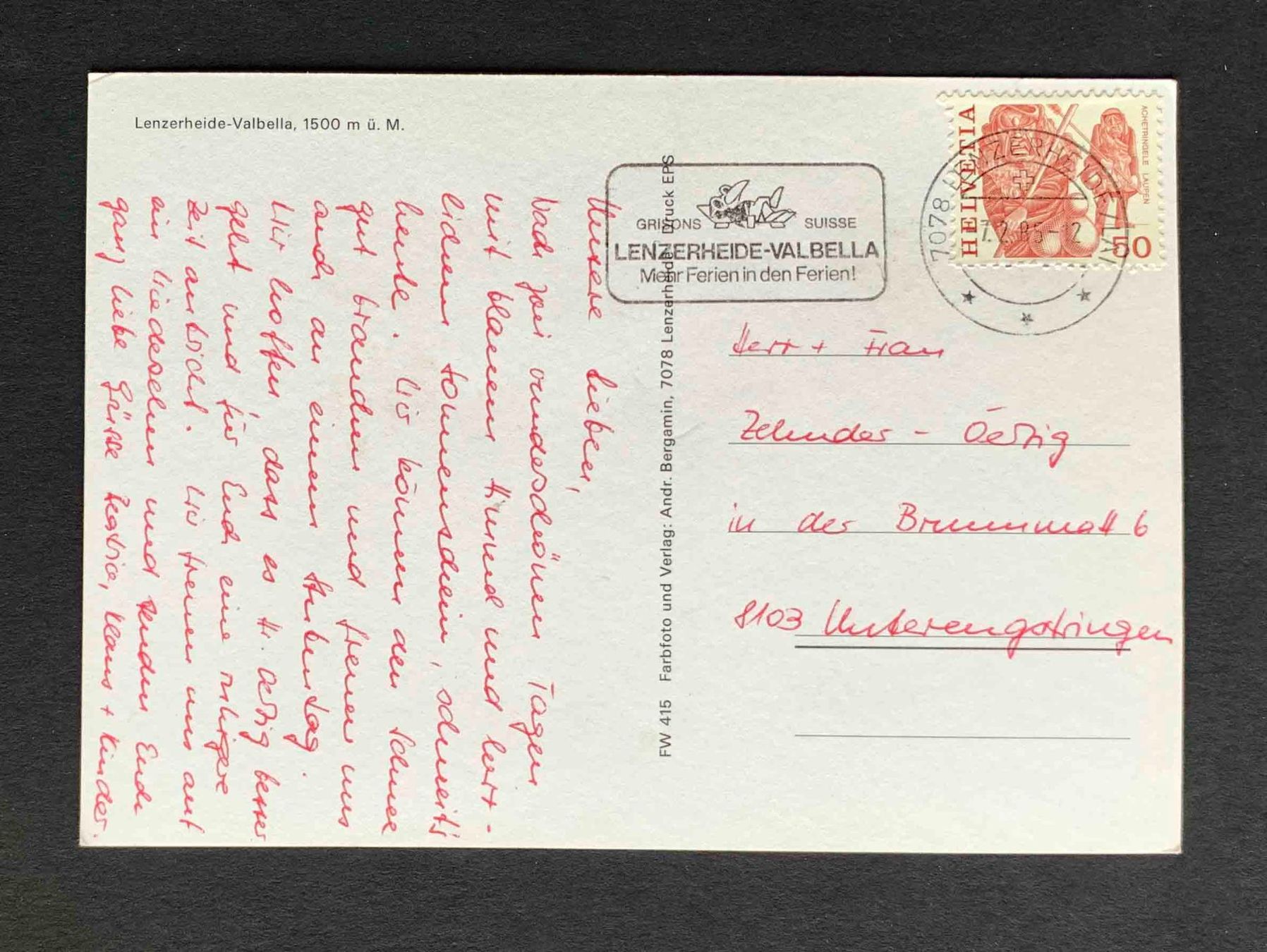 Cartoline postali: AK Lenzerheide Valbella – Usato da Goldau venduto da artelier1 1