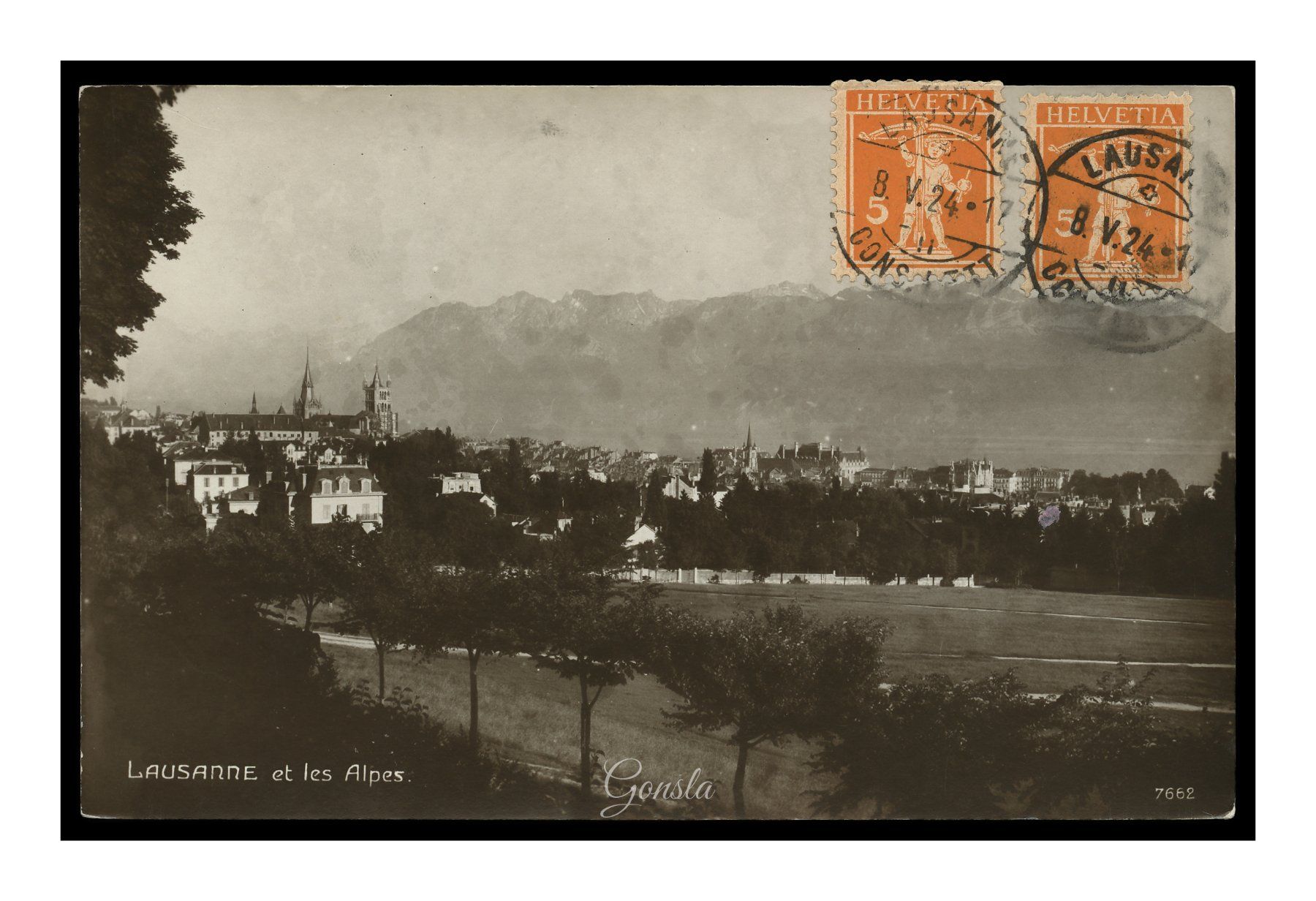 Cartoline postali: LAUSANNE - 1924 "Et Les Alpes" – Usato da Onex venduto da gonsla01