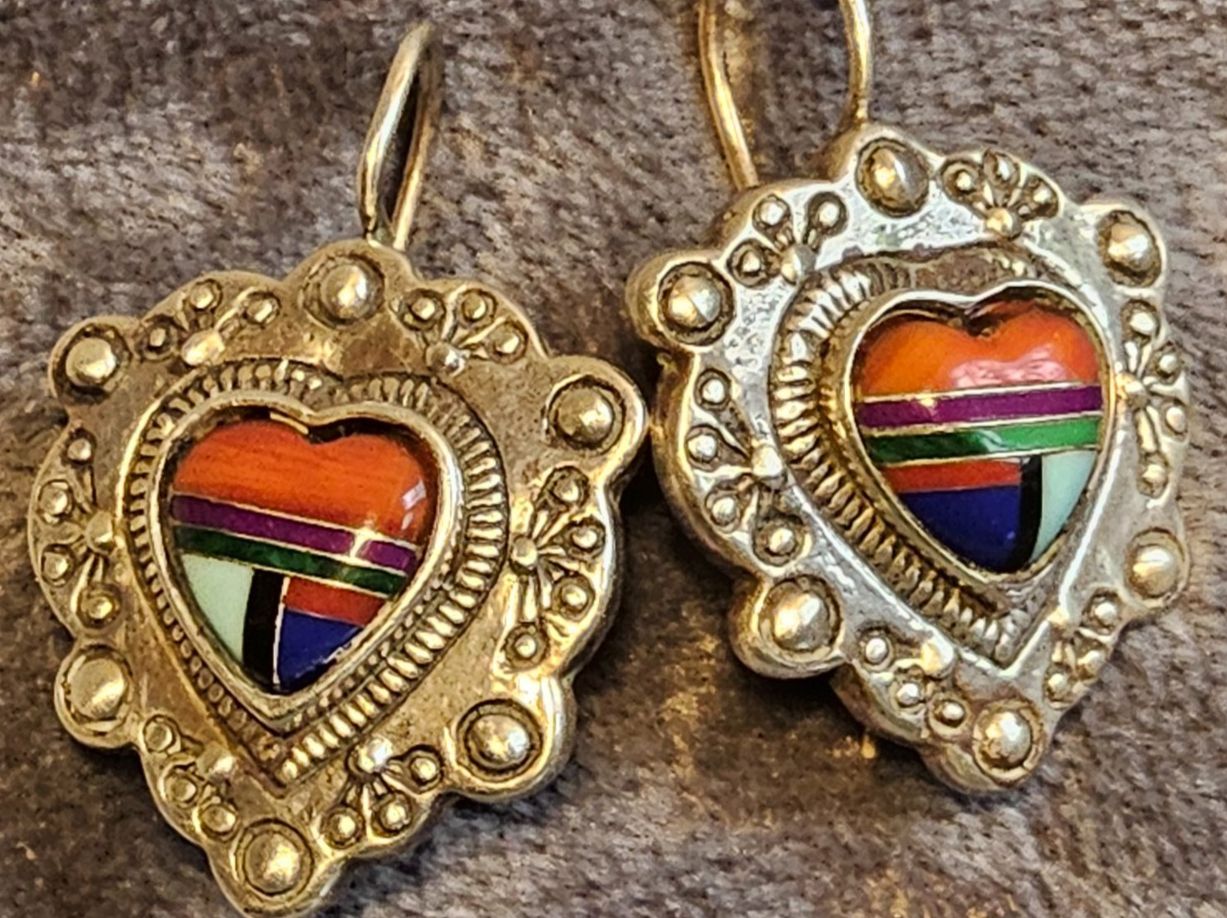 Orecchini pendenti & Orecchini a lobo: Vintage hübsche 925 Silber Email Herz Ohrhänger – Usato da Zürich venduto da SciTec