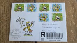 2015 FDC Marsupilami Vollstempel diverse Marken aus Markenhe