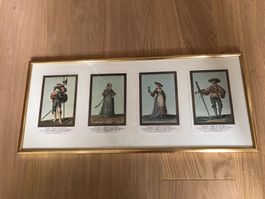 historisches 4-fach Bild - neu golden gerahmt