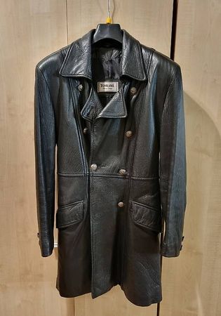 Toskana Ledermantel Damen Grösse M Schwarz Vintage