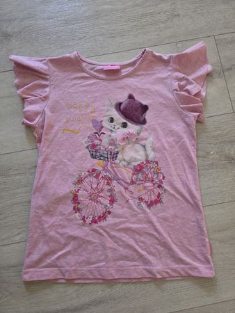 Mädchen T-Shirt Katze Velo Grösse 128-134 guter Zustand