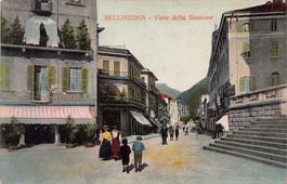 Bellinzona, Viale dalla Stazione, animata, circolata vs 1910