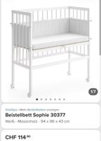 Beistellbett Sophie 30377 Weiss Massivholz 94 x 96 x 43 cm