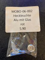 Heckleuchte Alu mit Glas rot