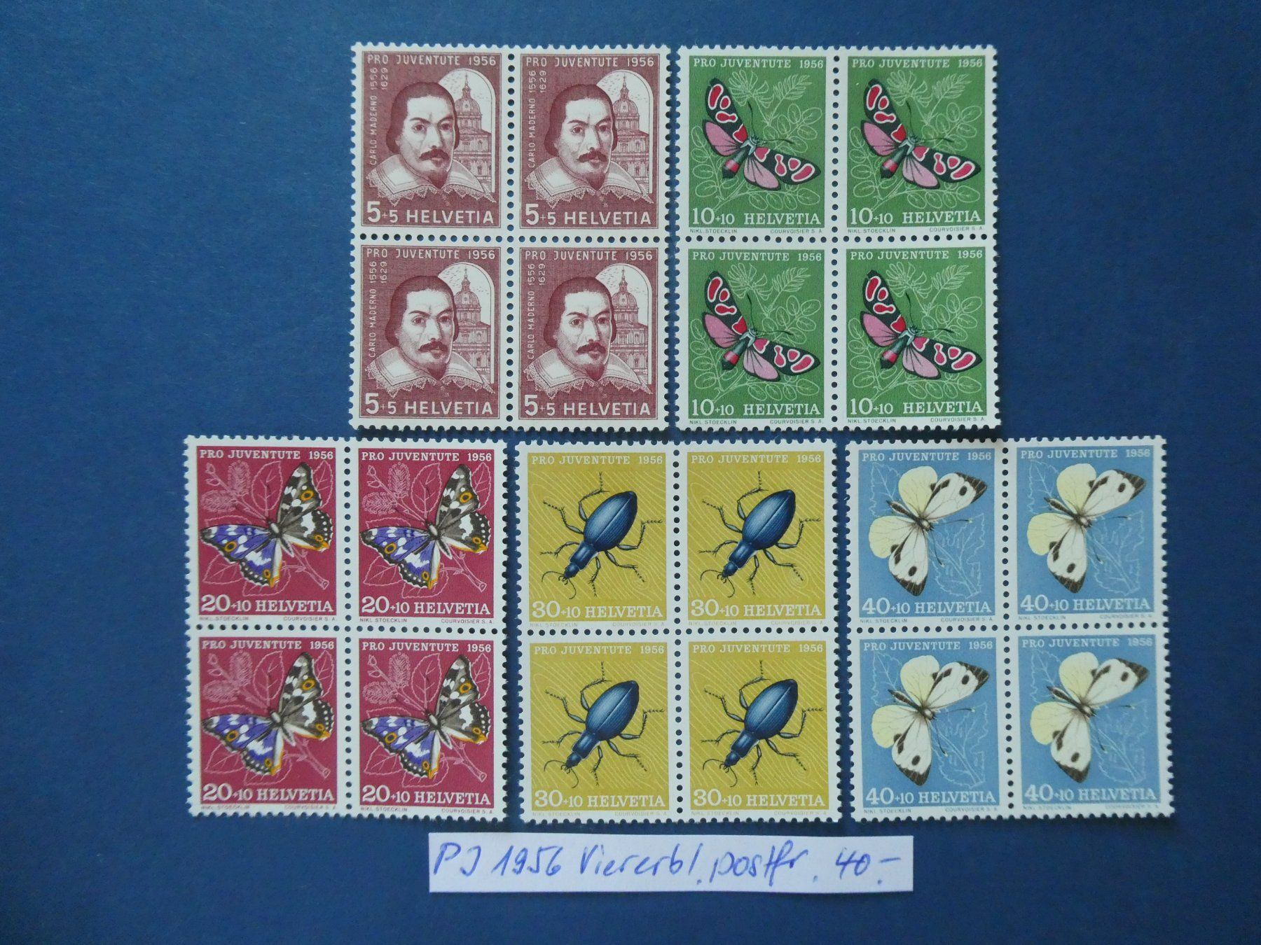 Tutti i francobolli: PJ 1956 postfrische ** Viererblöcke – Usato da Lausen venduto da Herbamare01