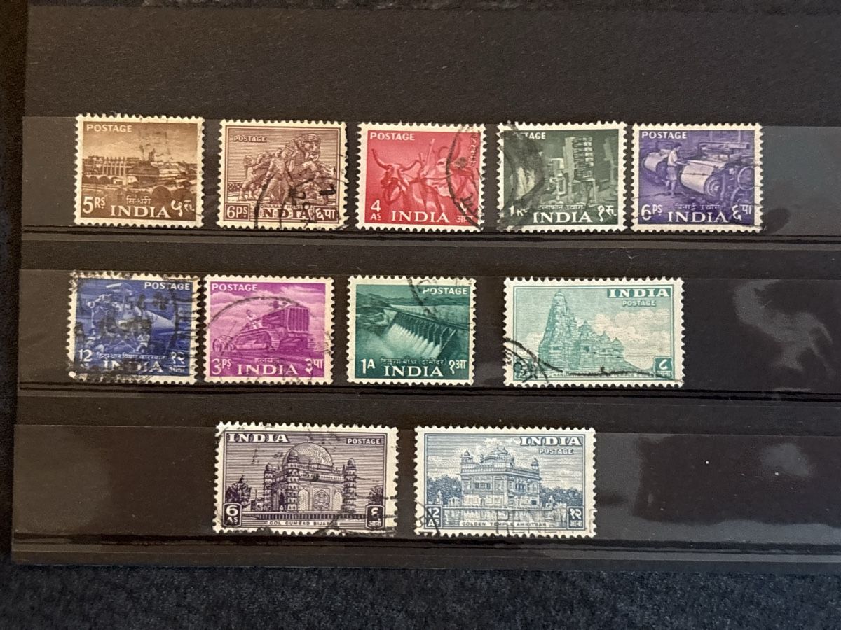 Tutti i francobolli: Timbres Inde Lot de 11, différents thèmes, divers à6 – Usato da Carouge GE venduto da irma016