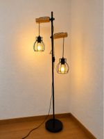 Lampadaire GLOBO MINA design industriel – Noir & bois