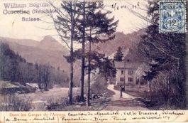 Gorge de l'Areuse NE -  Tampon é faisceau: Corcelles en 1904